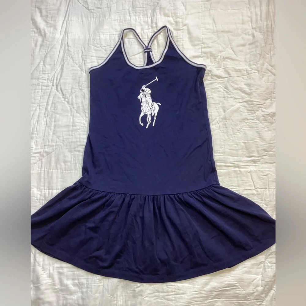 Girls Ralph Lauren Logo Tank Dress Supima Navy Large 12/14